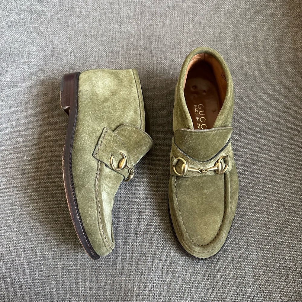 Vintage Gucci green horsebit loafers ankle boots